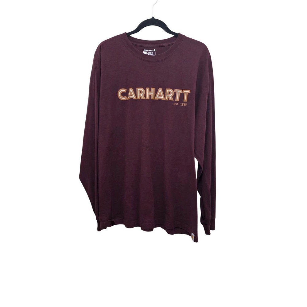 Carhartt Burgundy Long-Sleeve Loose Fit Shirt Men's‎ L